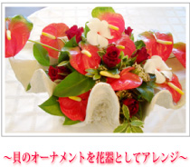 ~貝のオーナメントを花器としてアレンジ~