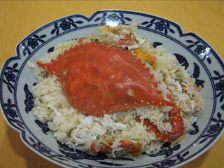 カニの炊きおこわ