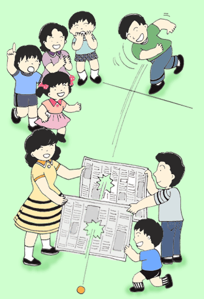 ピンポン玉の新聞破り