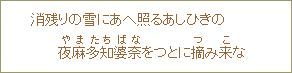消残りの雪にあへ照るあしひきの 夜麻多知婆奈(やまたちばな)をつとに摘(つ)み来(こ)な